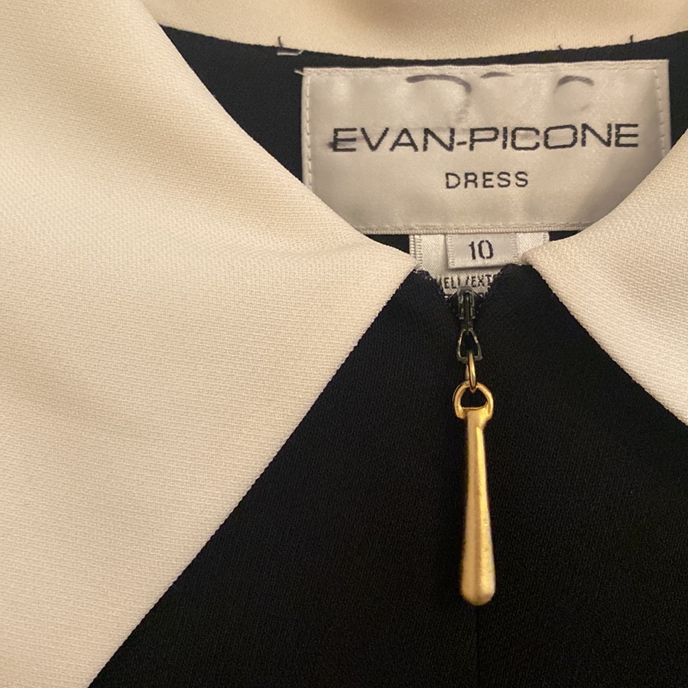 Evan Picone Collared Vintage Black and White Dress - Picture 2 of 5
